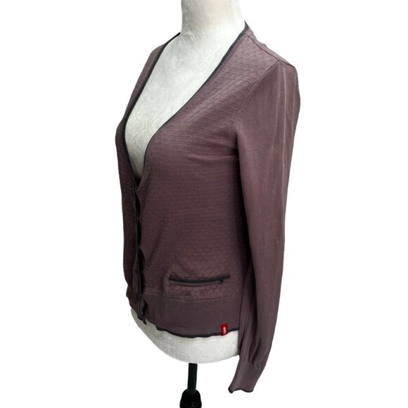 Edc 100% Cotton Mauve V-Neck Button Down Sweater Cardigan Size S - Picture 4 of 10